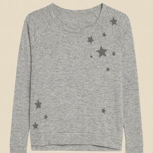 PJ Salvage Gray Star Graphic Print Cozycore Sweatshirt Sz L EUC
